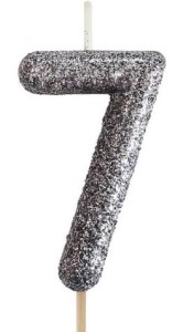 Godan Świeczka cyfra 7 brokatowa czarna