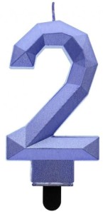 Godan Świeczka cyfra 2 diament niebieski