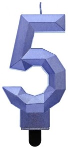 Godan Świeczka cyfra 5 diament niebieski