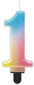 Godan Świeczka cyfra 1 ombre pastelowa