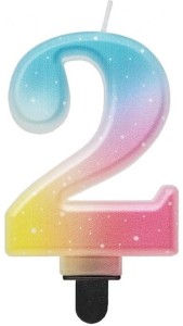 Godan Świeczka cyfra 2 ombre pastelowa