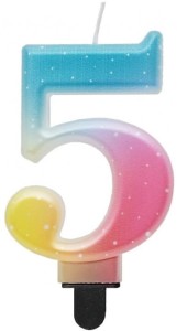 Godan Świeczka cyfra 5 ombre pastelowa