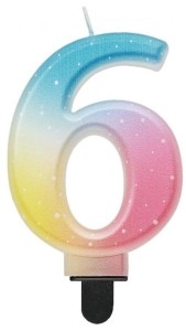 Godan Świeczka cyfra 6 ombre pastelowa