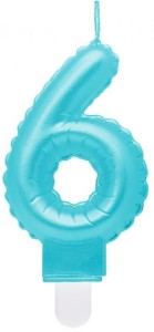Godan Świeczka cyfra 6 jasnobieska
