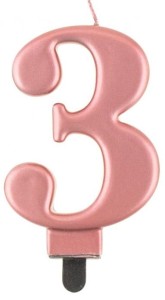 Godan Świeczka cyfra 3 różowe złoto