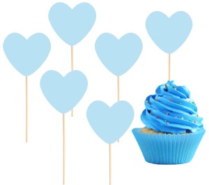 PartyPal Toppery na tort serca niebieskie 6szt