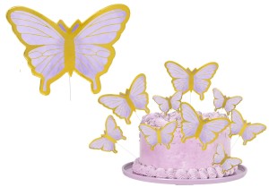 PartyPal Toppery na tort Motyle fioletowo-złote