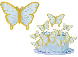 PartyPal Toppery na tort Motyle niebiesko-złote