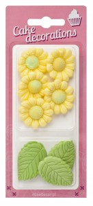 RoseDecor Rumianki cukrowe żółte z liścmi
