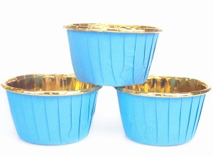 PAPILOTKI na muffinki babeczki NIEBIESKO-ZŁOTE FOREMKI do muffinek NIEBIESKIE 20szt