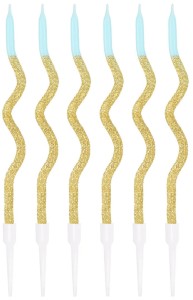 PartyPal Świeczki urodzinowe spiralne złoto-niebie