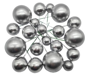 PartyPal Toppery na tort kulki srebrne 20sztuk