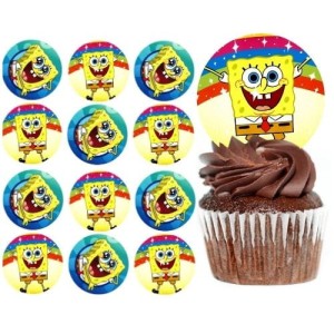 OPŁATEK NA MUFFINKI, CIASTECZKA, BABECZKI SPONGE BOB 12szt