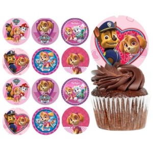 OPŁATEK NA MUFFINKI, CIASTECZKA, BABECZKI PSI PATROL SKYE 12szt