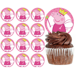 OPŁATEK NA MUFFINKI, CIASTECZKA, BABECZKI ŚWINKA PEPPA 12szt