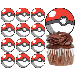 OPŁATEK NA MUFFINKI, CIASTECZKA, BABECZKI POKEMON POKEBALL 12szt