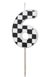 PartyDeco Świeczka urodzinowa cyfra 6 kratka