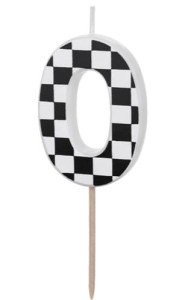 PartyDeco Świeczka urodzinowa cyfra 0 kratka