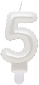 Godan Świeczka cyfra 5 biała