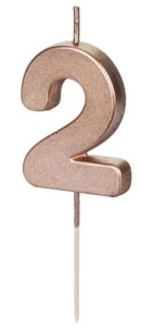 PartyDeco Świeczka urodzinowa Cyferka 2 rose gold