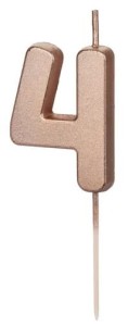 PartyDeco Świeczka urodzinowa Cyferka 4 rose gold