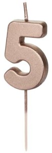 PartyDeco Świeczka urodzinowa Cyferka 5 rose gold
