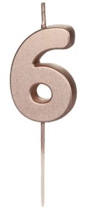PartyDeco Świeczka urodzinowa Cyferka 6 rose gold