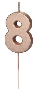 PartyDeco Świeczka urodzinowa Cyferka 8 rose gold