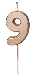 PartyDeco Świeczka urodzinowa Cyferka 9 rose gold