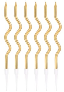 PartyPal Świeczki urodzinowe spiralne złote 6szt