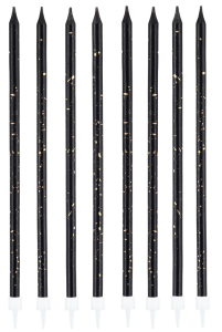 PartyPal Świeczki urodzinowe czarno-złote długie