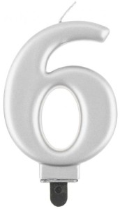 Godan Świeczka cyfra 6 srebrna