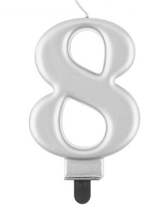 Godan Świeczka cyfra 8 srebrna