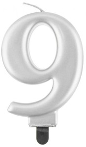 Godan Świeczka cyfra 9 srebrna