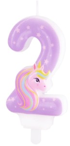 PartyPal Świeczka na tort Jednorożec cyfra 2