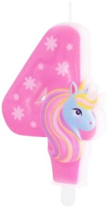 PartyPal Świeczka na tort Jednorożec cyfra 4