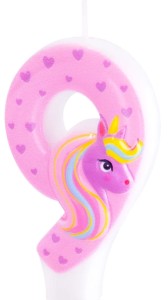 PartyPal Świeczka na tort Jednorożec cyfra 9