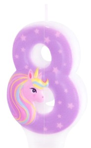 PartyPal Świeczka na tort Jednorożec cyfra 8