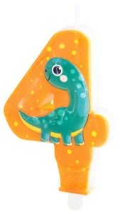 PartyPal Świeczka na tort Dinozaury cyfra 4