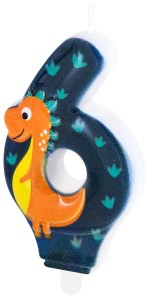 PartyPal Świeczka na tort Dinozaury cyfra 6