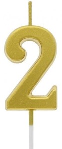 Godan Świeczka cyfra 2 metaliczna złota 9,5x2,3 cm