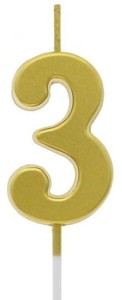 Godan Świeczka cyfra3 metaliczna złota 9,5x2,3 cm