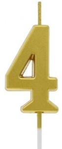 Godan Świeczka cyfra 4 metaliczna złota 9,5x2,3 cm