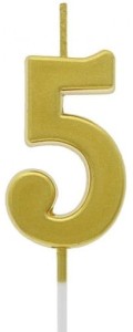 Godan Świeczka cyfra 5 metaliczna złota 9,5x2,3 cm