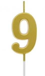 Godan Świeczka cyfra 9 metaliczna złota 9,5x2,3 cm