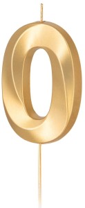 PartyPal Świeczka złota metaliczna cyfra 0