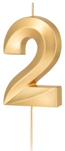 PartyPal Świeczka złota metaliczna cyfra 2