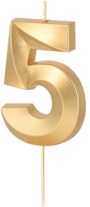 PartyPal Świeczka złota metaliczna cyfra 5