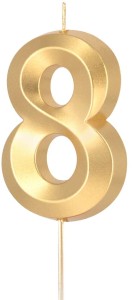 PartyPal Świeczka złota metaliczna cyfra 8