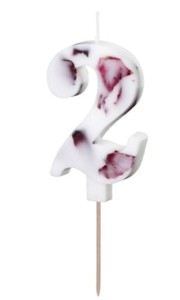 PartyDeco Świeczka cyfra 2 biała z kwiatami